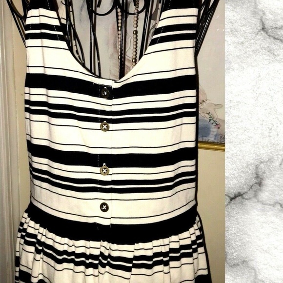 J.CREW BLACK & IVORY STRIPED DRESS~BACK BUTTONS~M - Picture 5 of 7
